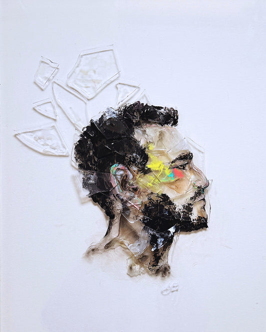 Unknown Face 2 | Acrylic On Broken Glasses Original Painting | Framed