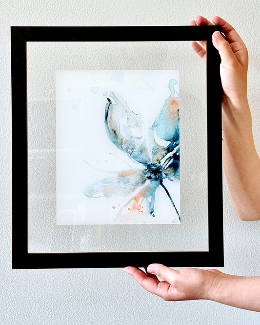 Floral Fluidity Acrylic Glass Print in Floating Frame | Wall Art Decor