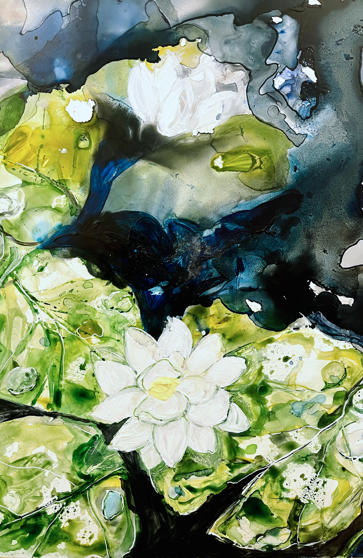 Painting Padma | Original Painting In Watercolor & Alcohol Ink On Paper | Wall Art Decor