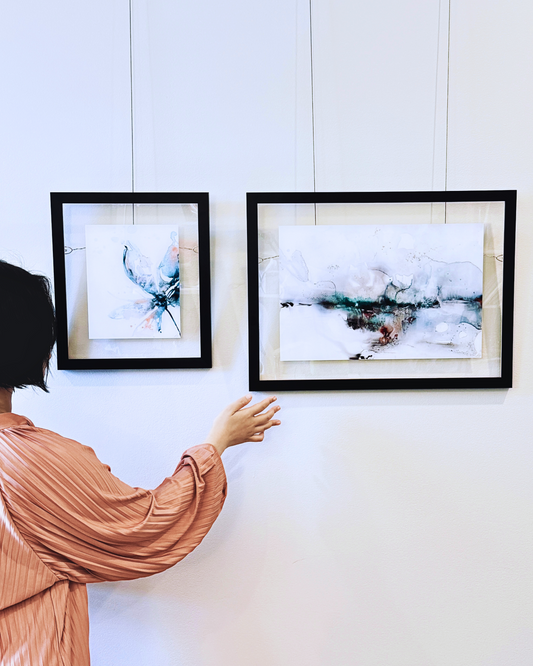 After The Storm | Acrylic Glass Print in Floating Frame | Abstract Lanscape Painting In Alcohol Ink