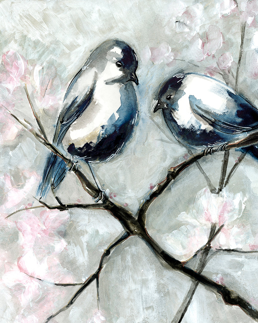 Cherry Blossom Birds | Fine Art Print | Framed wall Art Decor