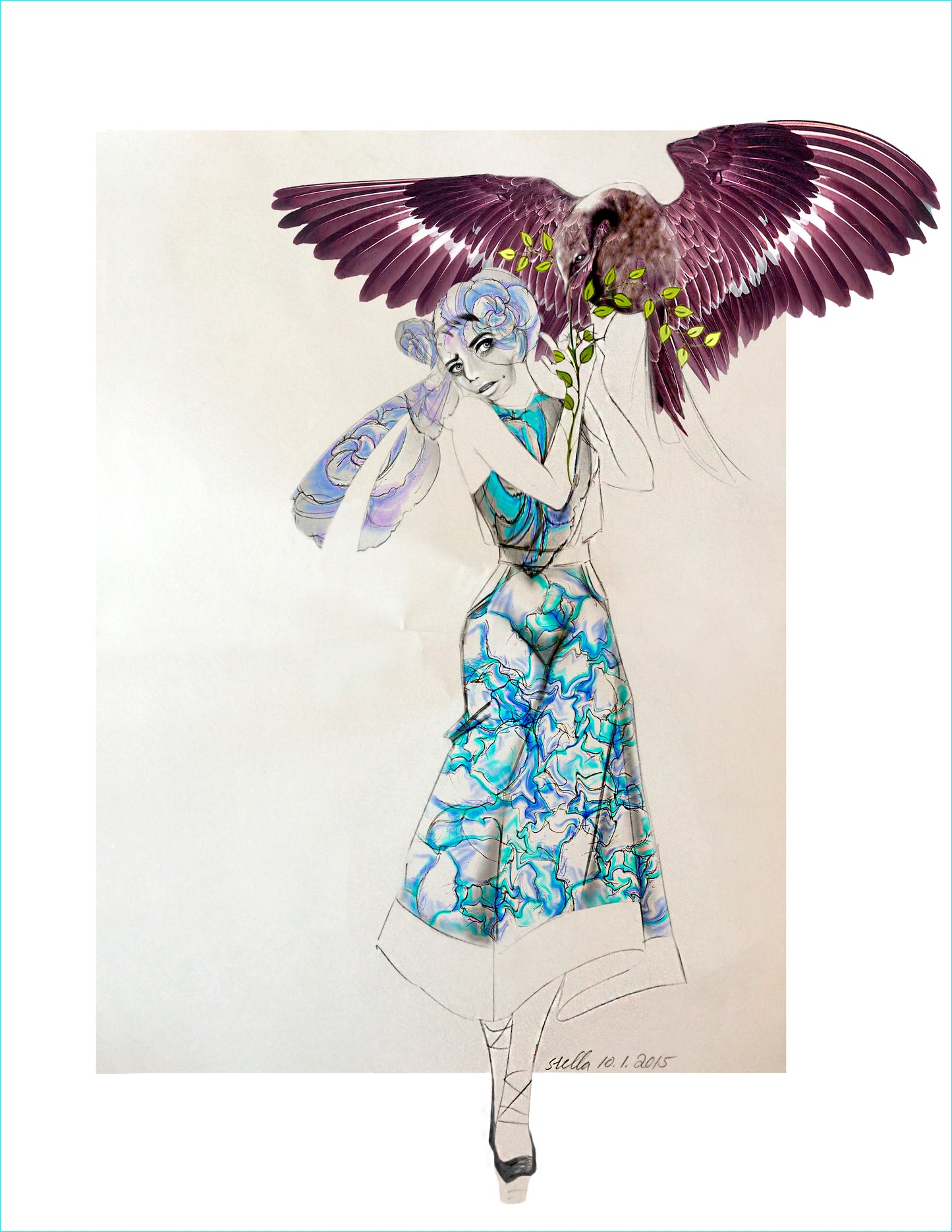 Call Me Fashion Illustration | Set of 4 Fine Art Print | Framed