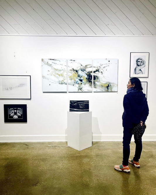 Obsidian & Gold Glass Art Triptych | Wall Art For Interior Decor