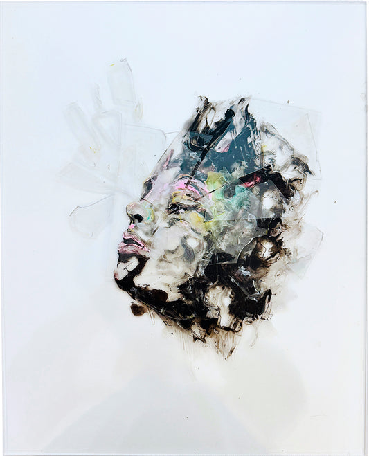 Unknown Face 1 | Acrylic On Broken Glasses Original Painting | Framed