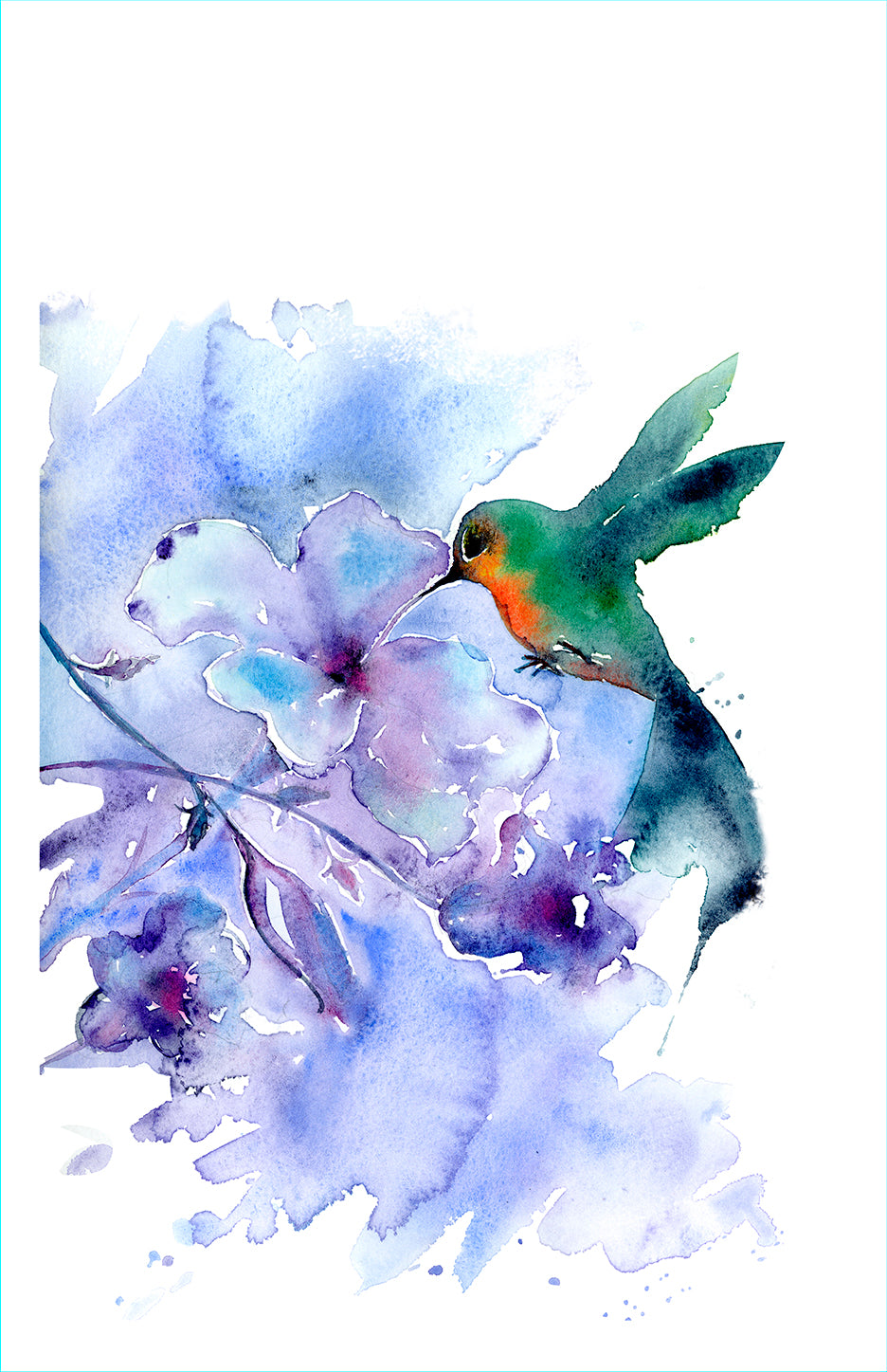 Hope - Bluebell Flower And Hummingbird