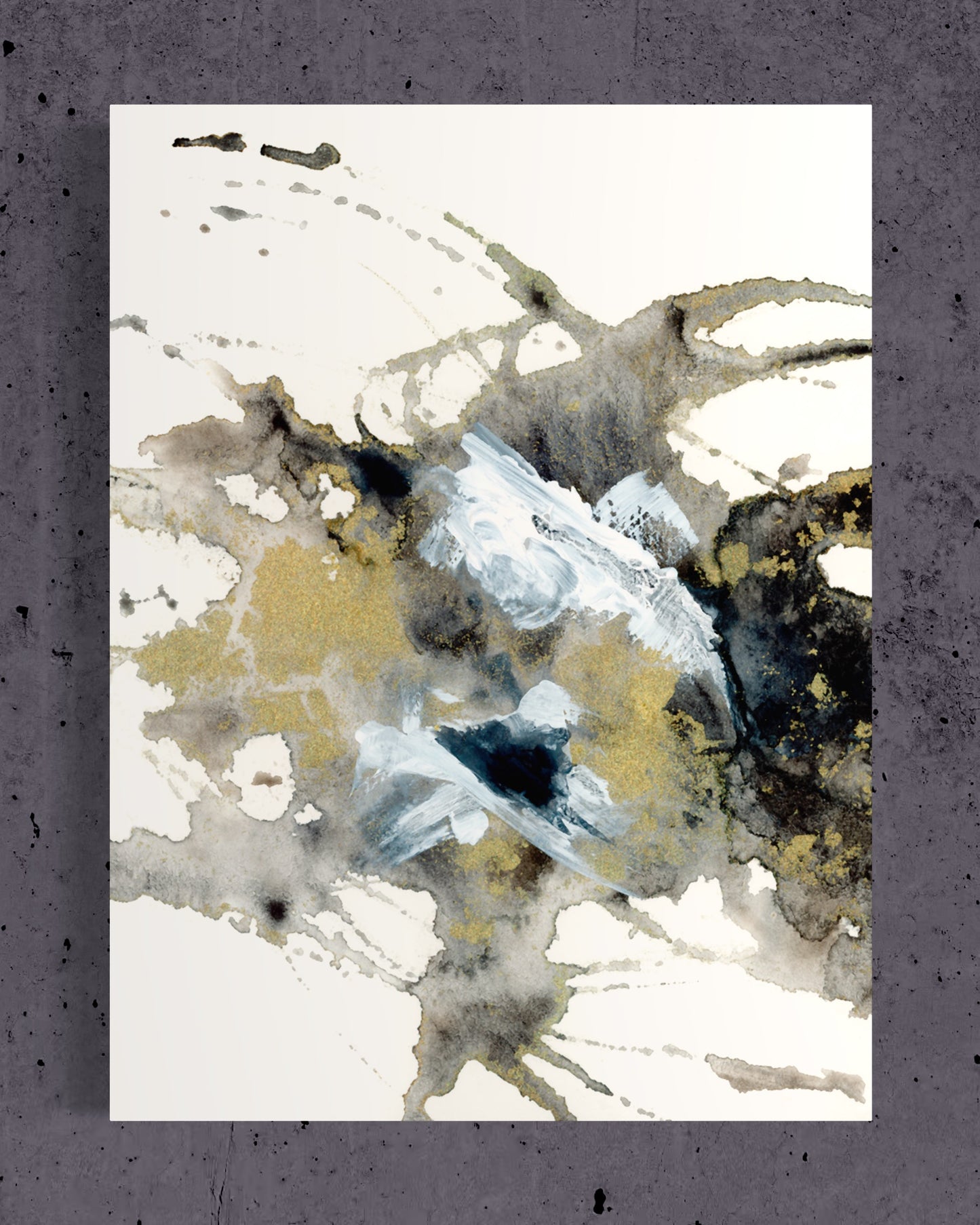 Obsidian & Gold Glass Art Triptych
