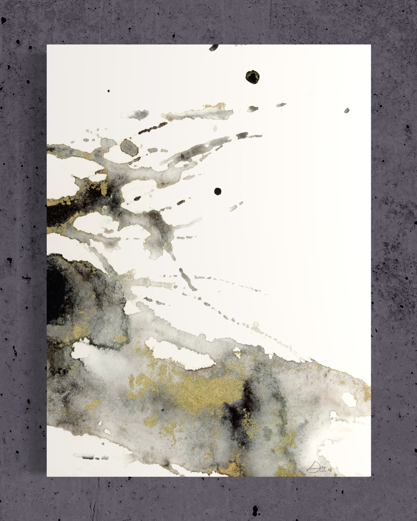 Obsidian & Gold Glass Art Triptych