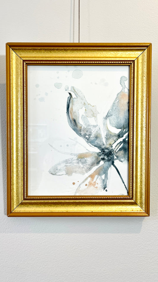 Floral Fluidity | Original Painting in Alcohol Ink | Framed Wall Art Decor