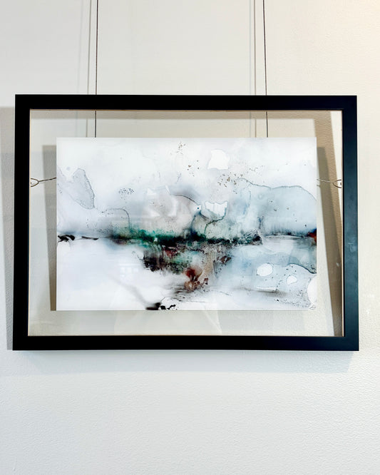 After The Storm | Acrylic Glass Print in Floating Frame | Abstract Lanscape Painting In Alcohol Ink
