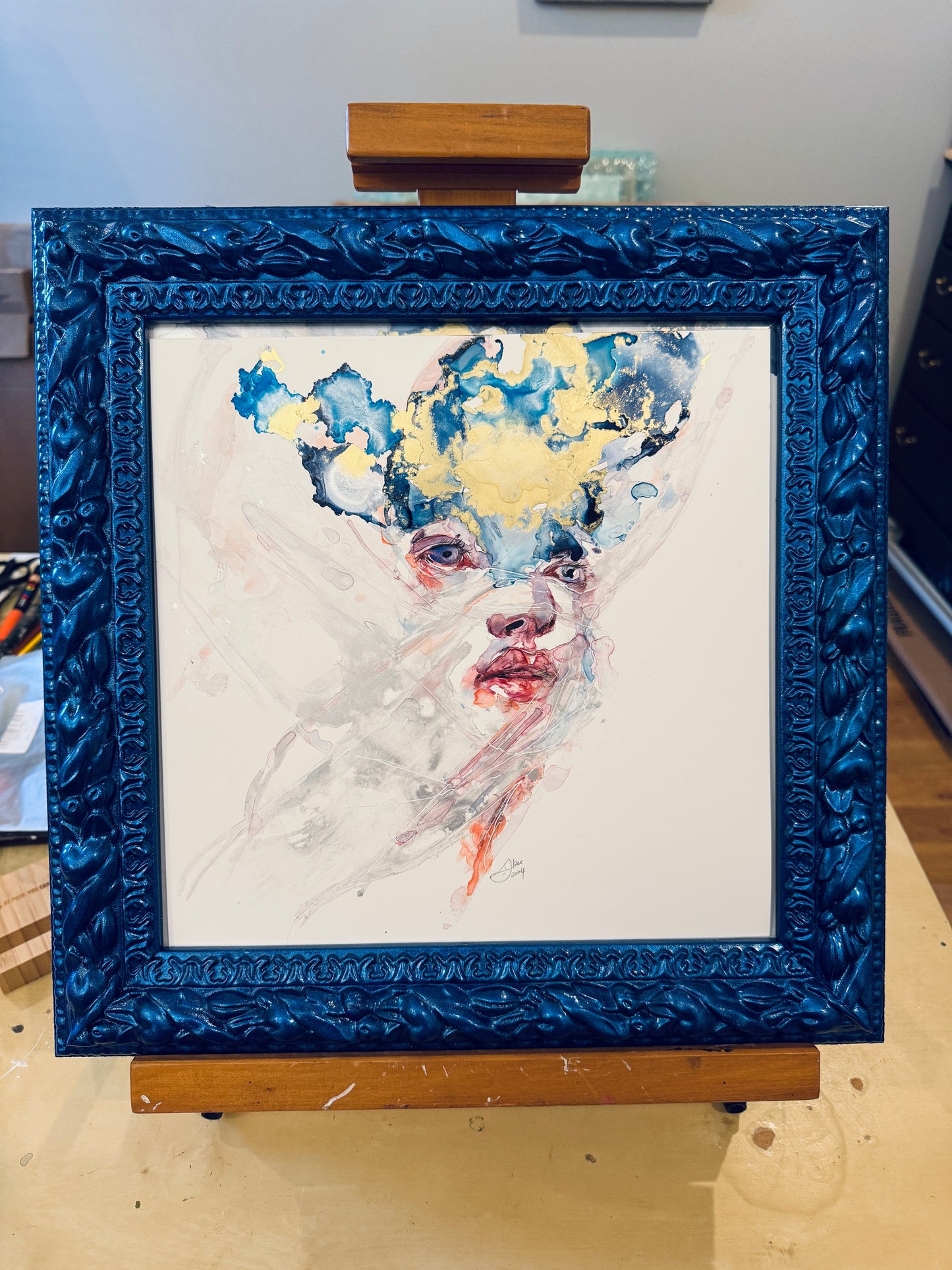 Veiled | Original Painting In Watercolor & Alcohol Ink On Paper | Wall Art Decor