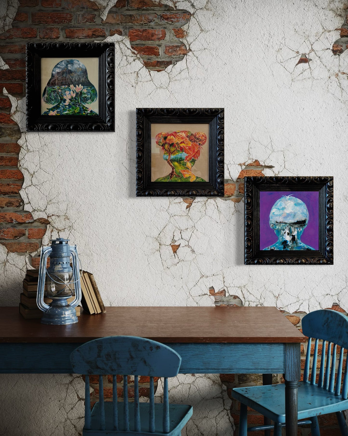 Through The Looking Glass - Crimson Hues | Acrylic & Watercolor On Canvas Board | Original Painting Framed