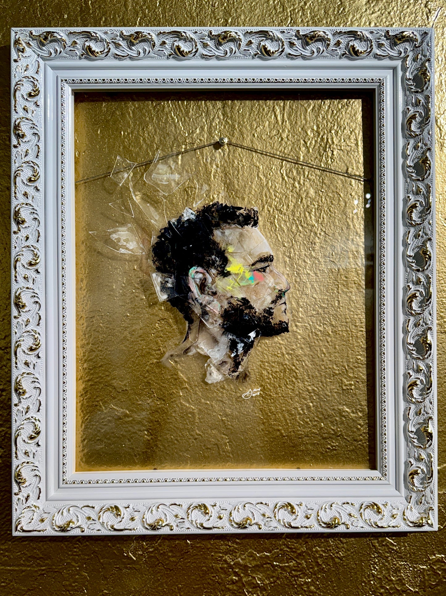 Unknown Face 2 | Acrylic On Broken Glasses Original Painting | Framed