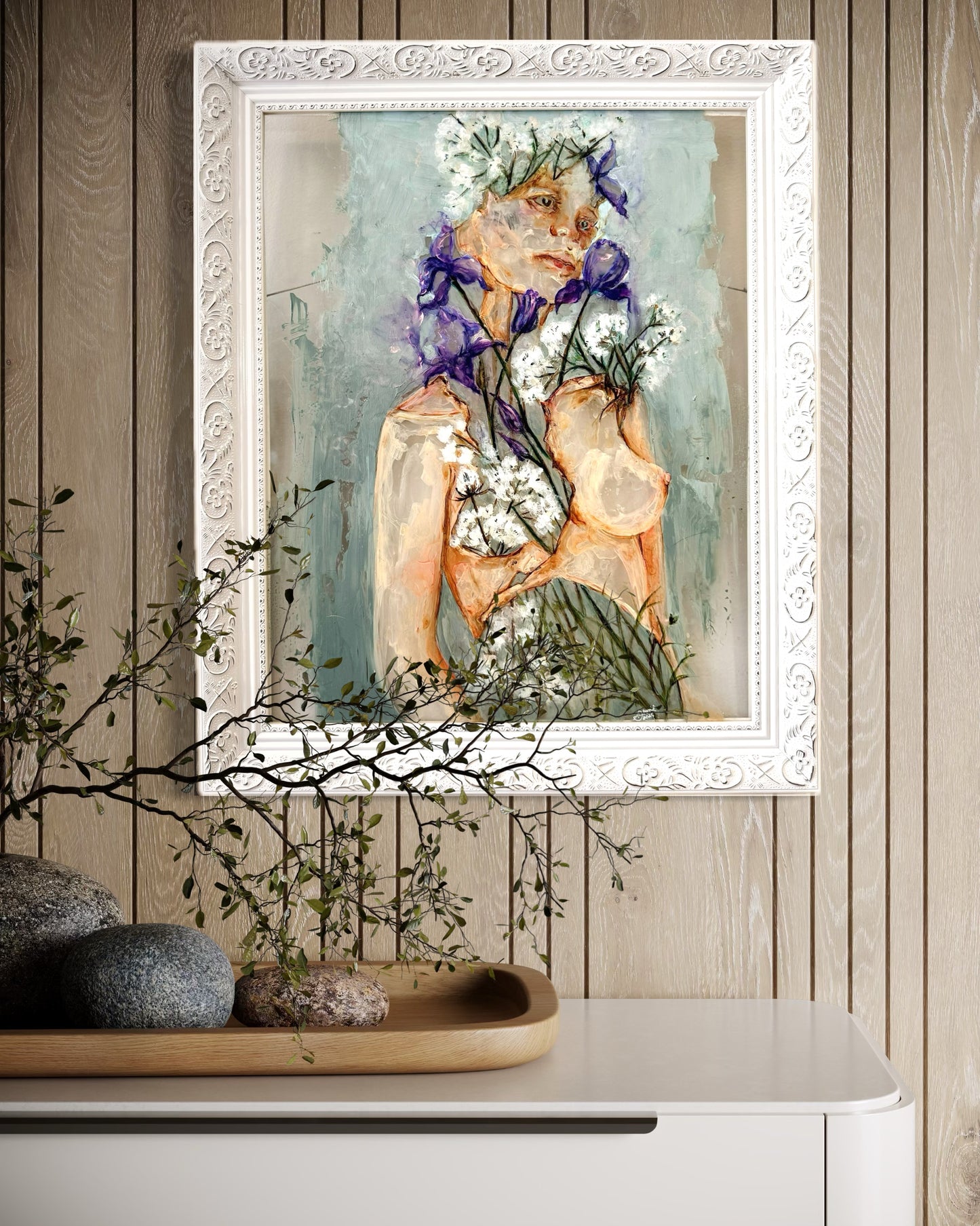 It's Okay Not To Be Okay| Acrylic On Acrylic Glass | Original Painting In White Wood Frame
