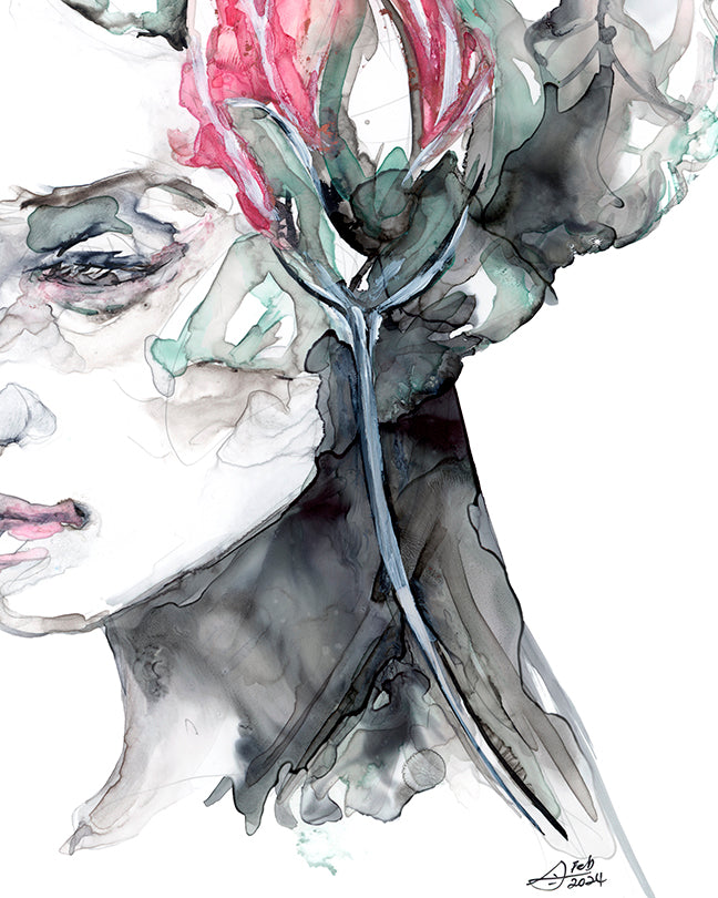 I Am - Self Portrait | Original Watercolor & Alcohol Ink Painting | Wall Art For Home