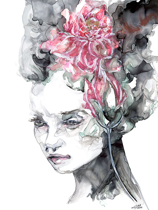 I Am - Self Portrait | Original Watercolor & Alcohol Ink Painting | Wall Art For Home