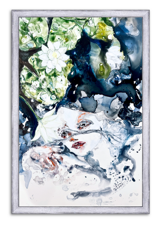 Painting Padma | Original Painting In Watercolor & Alcohol Ink On Paper | Wall Art Decor