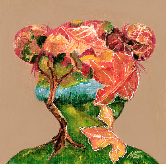 Through The Looking Glass - Crimson Hues | Acrylic & Watercolor On Canvas Board | Original Painting Framed