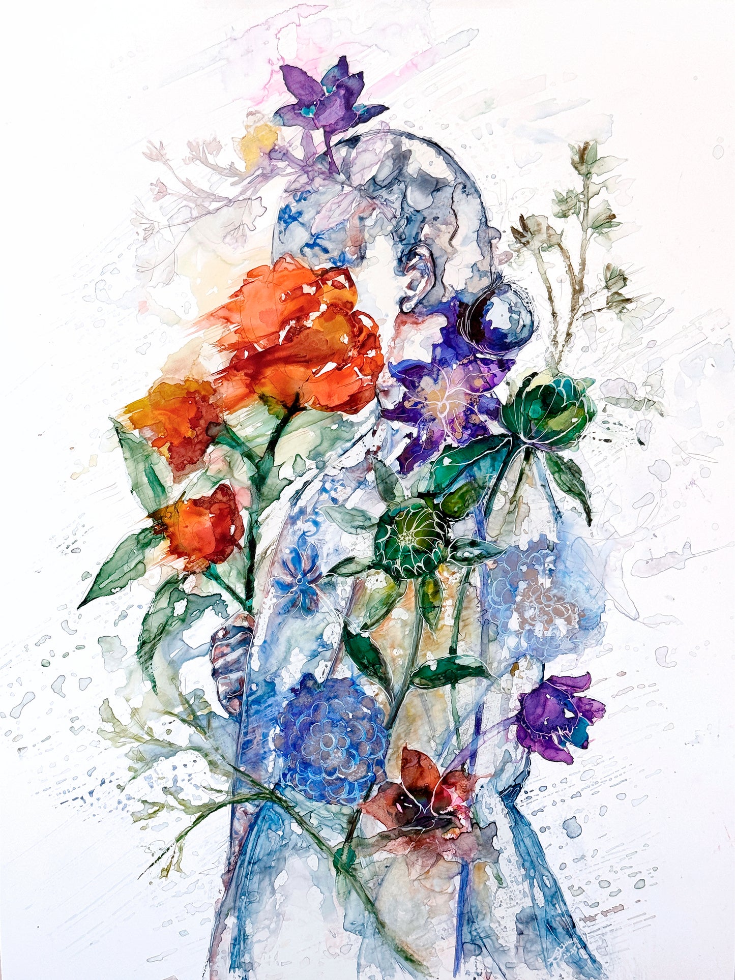 Watershed | Original Painting In Watercolor & Alcohol Ink On Paper | Wall Art Decor