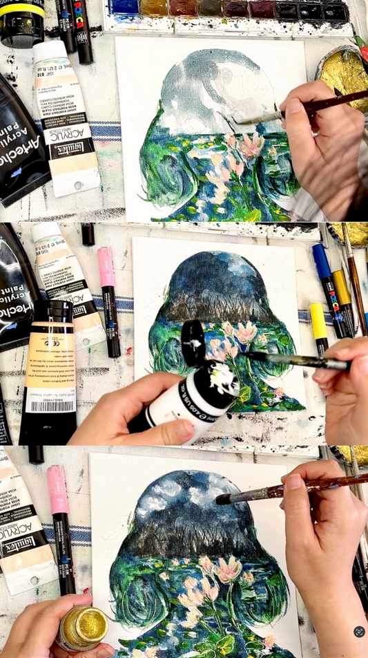 Through The Looking Glass - Reverie | Acrylic & Watercolor On Canvas Board | Original Painting Framed