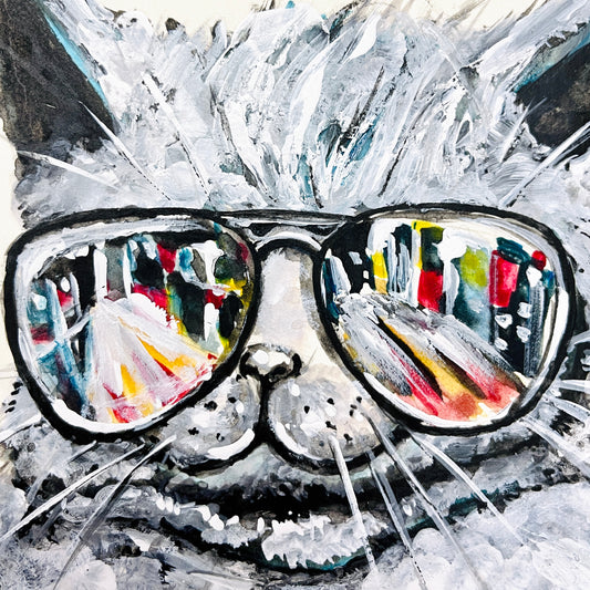 Kitty With Shades | Fine Art Print | Framed Wall Art Decor