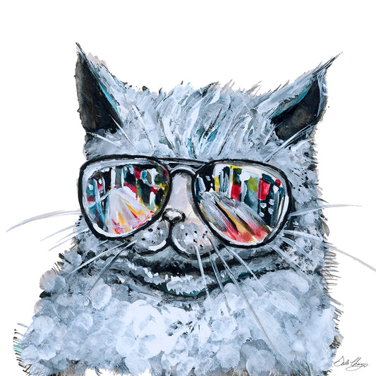Kitty With Shades | Fine Art Print | Framed Wall Art Decor