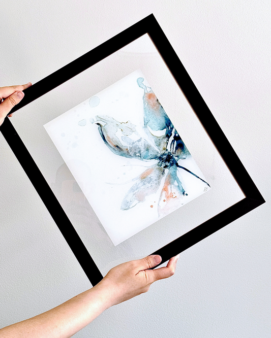 Floral Fluidity Acrylic Glass Print in Floating Frame | Wall Art Decor