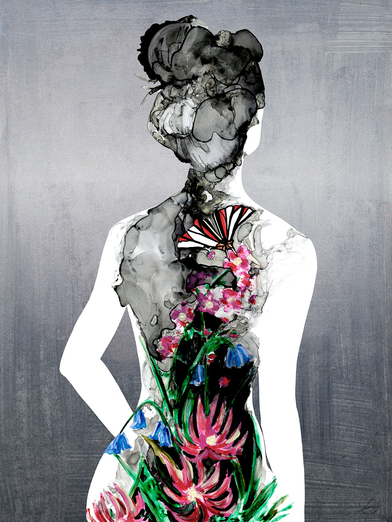 Silhouette In Bloom: Form & Study | Glass Art Print Diptych | Framed Wall Art