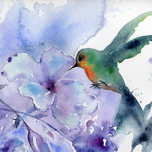 Hope - Bluebell Flower And Hummingbird | Fine Art Print | Wall Art Decor