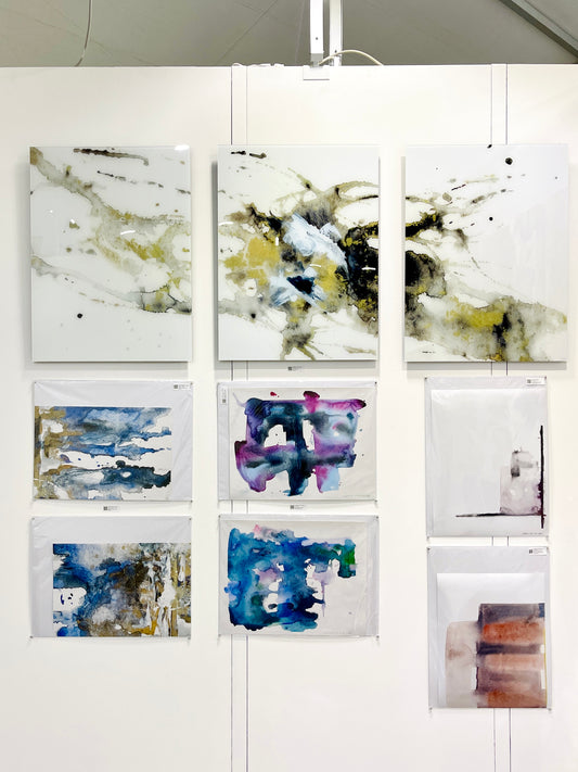 Obsidian & Gold Glass Art Triptych