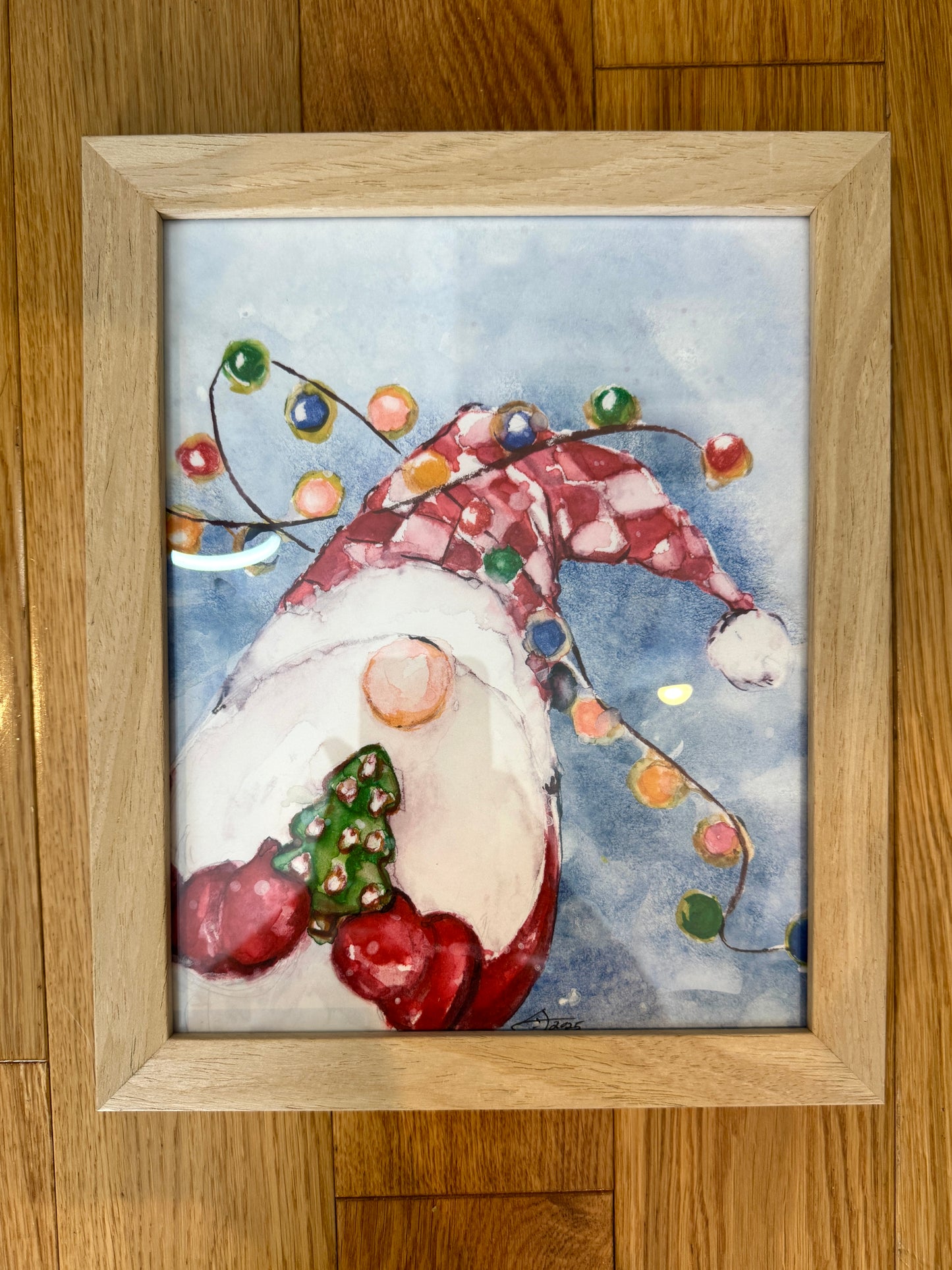Holiday Gnomes | 10" H x 8" | Framed Fine Art Print