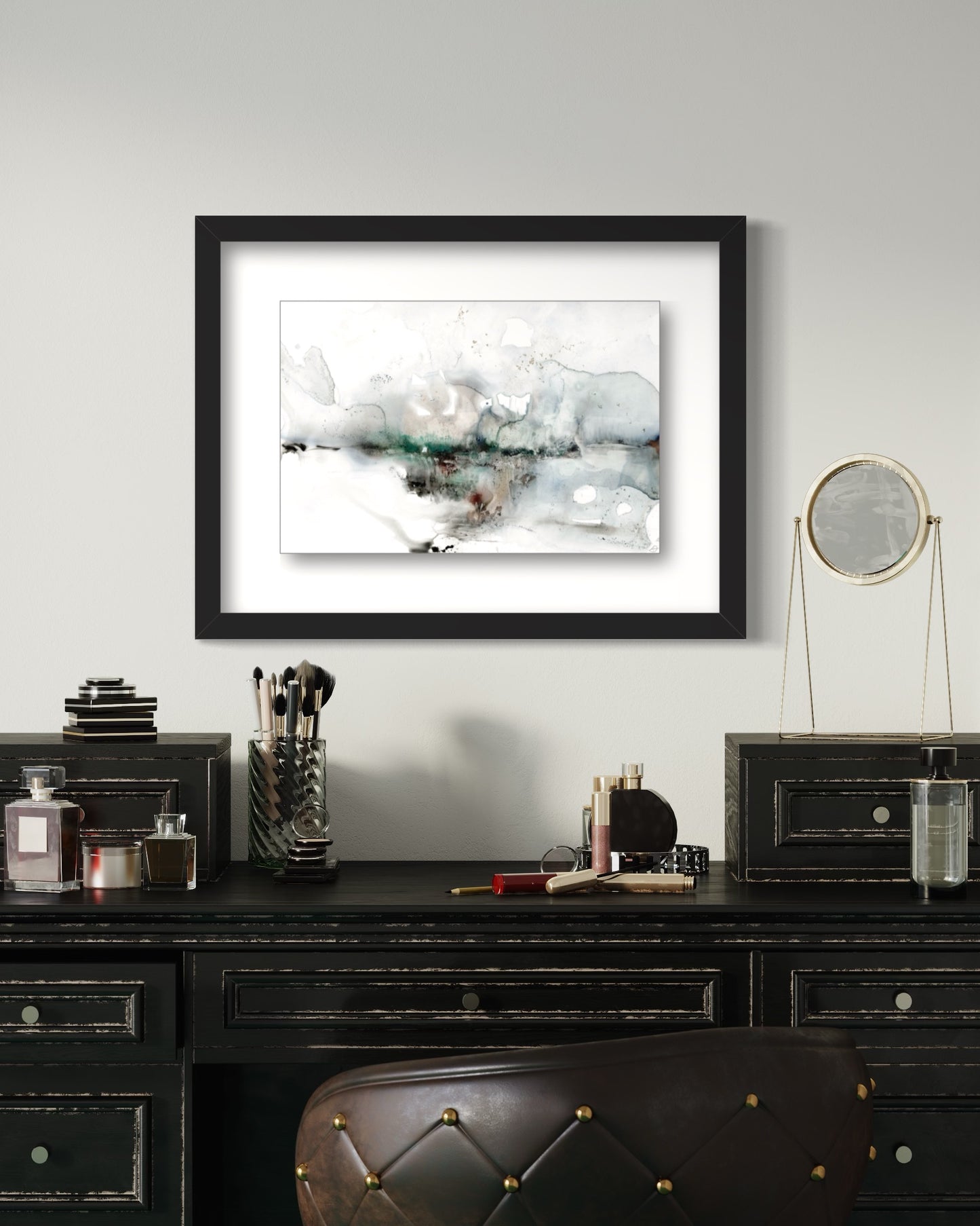 After The Storm | Abstract Lanscape Painting In Alcohol Ink | Acrylic Glass Print in Floating Frame | Wall Art Decor