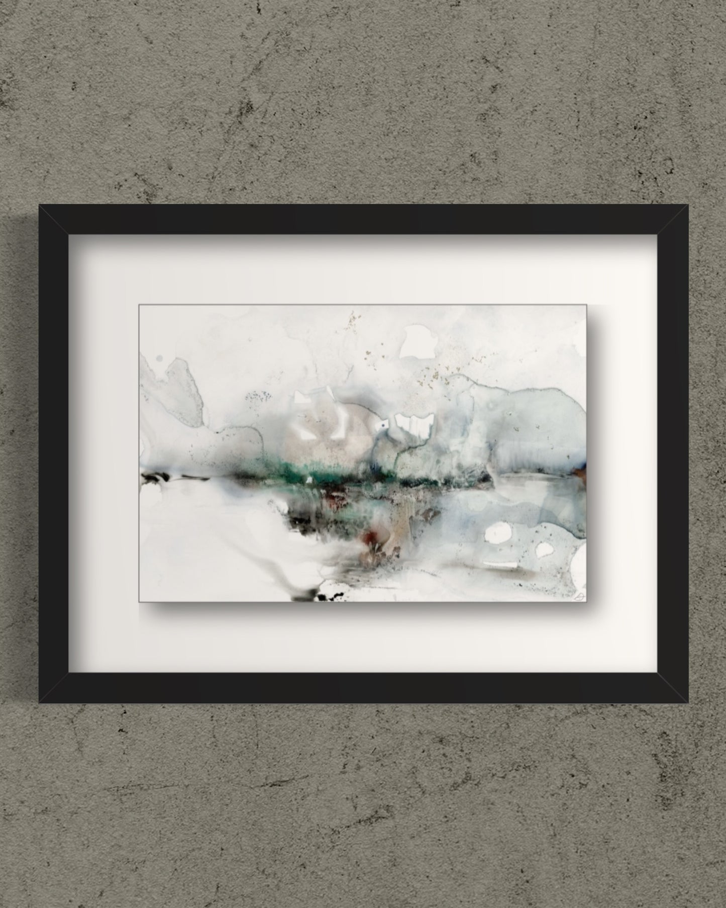 After The Storm | Abstract Lanscape Painting In Alcohol Ink | Acrylic Glass Print in Floating Frame | Wall Art Decor