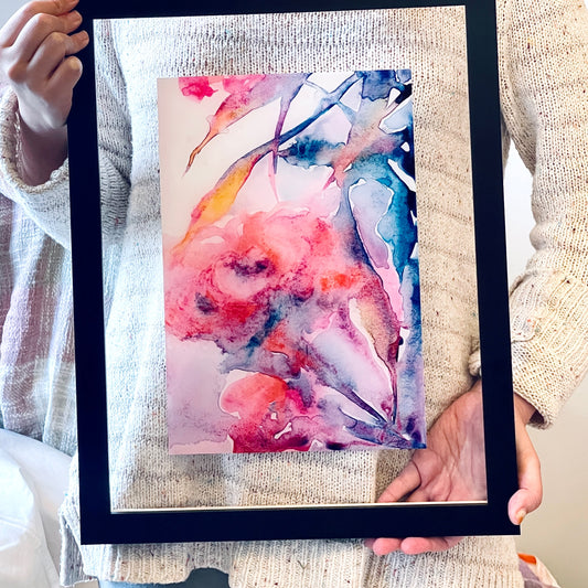 Bloomscape | Abstract Floral Watercolor Painting | Acrylic Glass Print in Floating Frame | Wall Art Decor