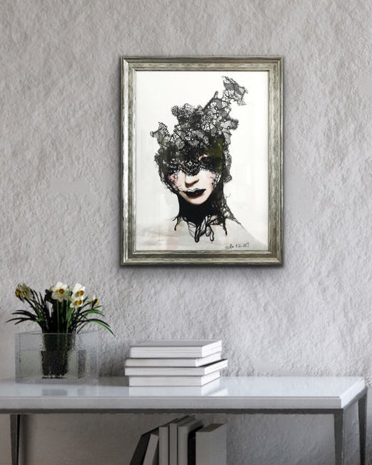Impossible Beauty - Woven II | Mixed Media Art Print | Framed In Silver Wood Frame