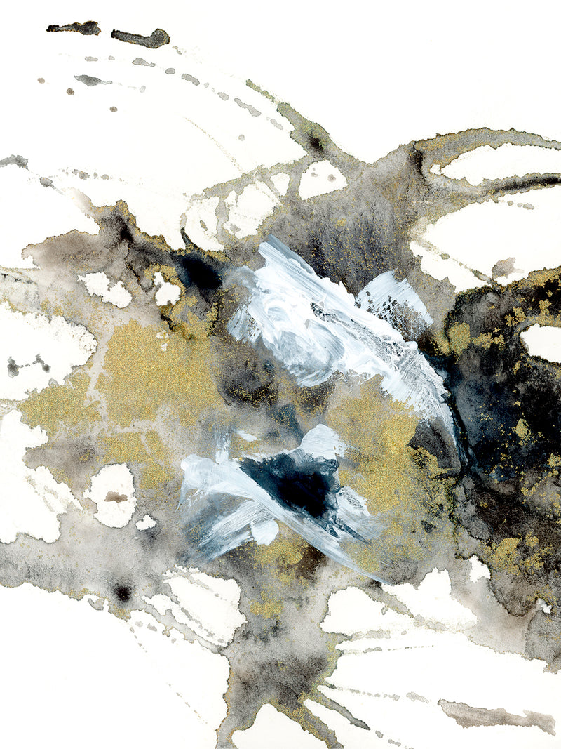 Obsidian & Gold Glass Art Triptych