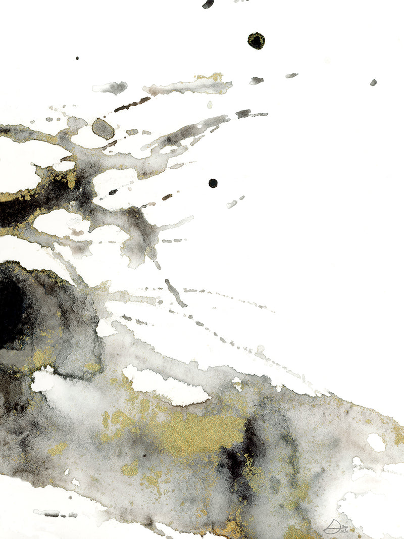 Obsidian & Gold Glass Art Triptych