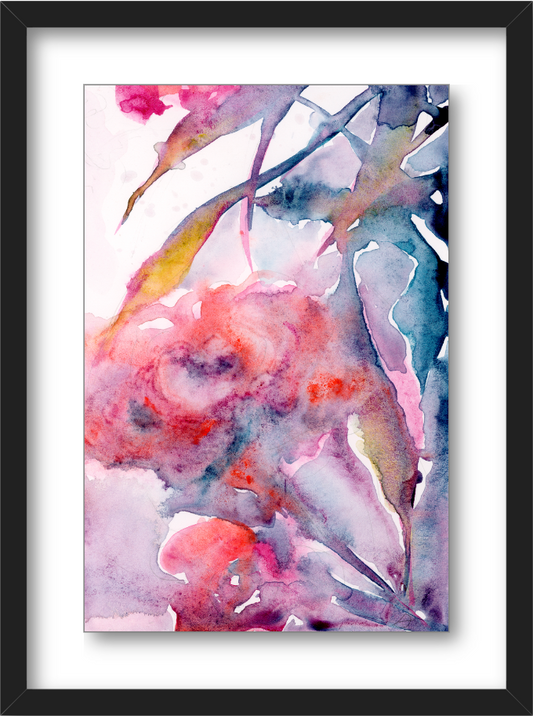 Bloomscape | Abstract Floral Watercolor Painting | Acrylic Glass Print in Floating Frame | Wall Art Decor