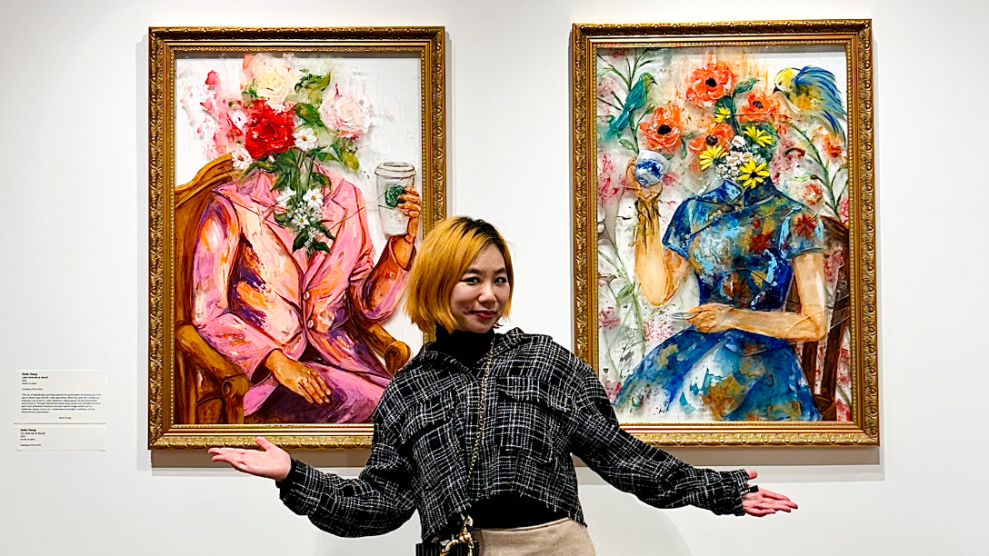 Joy - Latte With Me & Myself| Acrylic On Broken Glass Panels | Original Painting | Framed