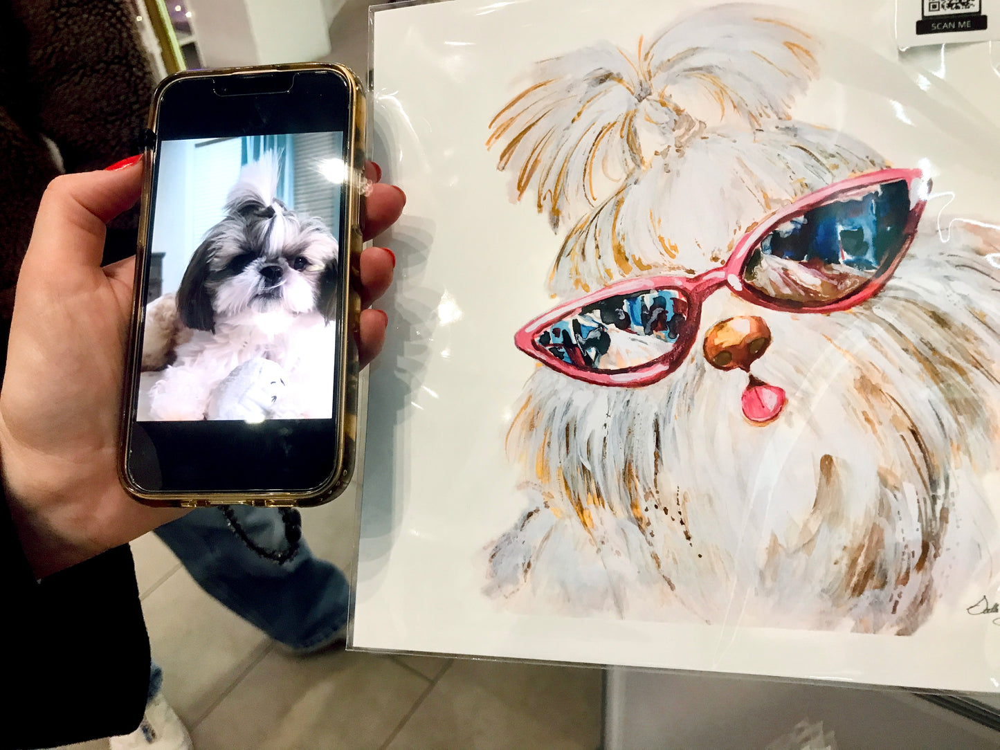 Shih Tzu With Shades | Fine Art Print | Framed Wall Art Decor